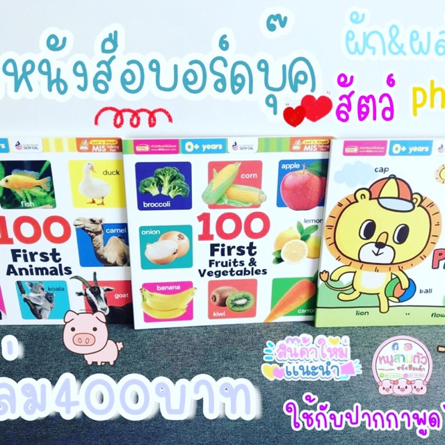 หนังสือบอร์ดบุ๊ค -- หนังสือบอร์ดบุ๊ค Animals // Fruits // Phonics -- หนังสือภาพสอนคำศัพท์ กระดาษหนา ฉีกไม่ขาด ไม่บาดมือ