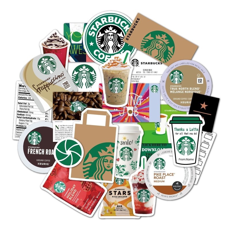 สติ๊กเกอร์ Starbucks Mcdonald's Muji กันน้ําสําหรับติดตกแต่งกระเป๋าเดินทาง 25 ชิ้น