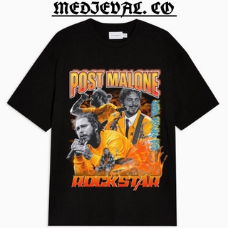 เสื้อยืดผ้าฝ้ายเสื้อยืด พิมพ์ลาย Malone ROCK STAR 24S สําหรับผู้ชายL XL  XXL 3XL