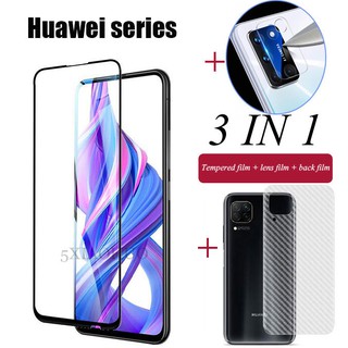 ฟิล์มกระจกนิรภัย + ฟิล์มกันรอย +ฟิล์มป้องกันเลนส์ （3in1）สำหรับ Huawei Nova 8 8i 5T 7i 7SE Y7P Y6P Y5P Y9S Y6S Y7 Pro Prime