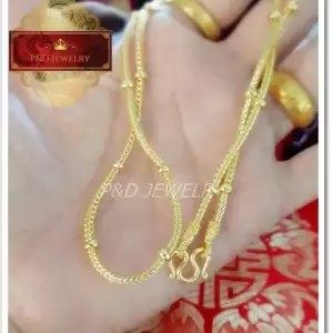 ใหม่!! สร้อยคอชุบทอง 24K (99.9%) ลายสี่เสาคั้นตุ้ม น้ำหนัก 1 บาท ความยาว 20 นิ้ว และ 24 นิ้ว