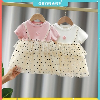 OKOBABY🌈พร้อมส่ง🌈ชุดเดรสเด็กผู้หญิง ลายจุด 0-4ปี