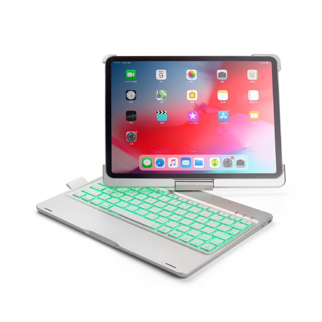 For iPad Pro 11inch 7color LED backlight 360rotating Bluetooth