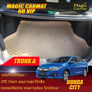 Honda City 2014-2019 Trunk A (เฉพาะถาดท้ายรถแบบ A) ถาดท้ายรถ Honda City พรม6D VIP Magic Carmat