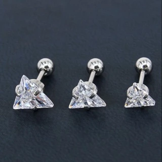 จิวก้านเพชรกลม​ สามเหลี่ยม สี่เหลี่ย ดาว ก้า0.8ยาว 6 mm.ไม่ลอก​ไม่แพ้​ (ราคา 1 คู่ )