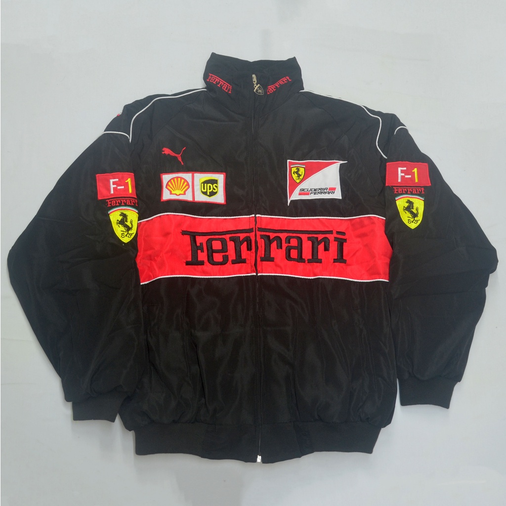 F1 Racing Suit Stand-Up Collar Jacket อินเทรนด์ F1 สไตล์ยุโรปสไตล์อเมริกันปักลําลองแขนยาวผ้าฝ้ายเบาะ