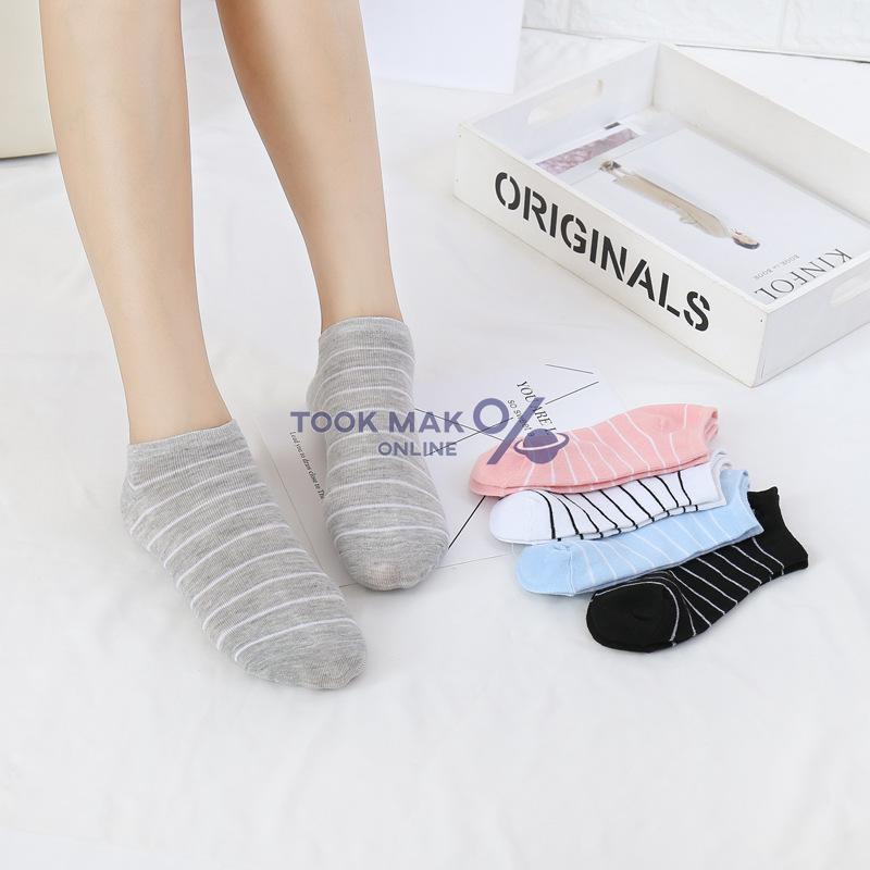 ถุงเท้าข้อสั้นสไตล์ญี่ปุ่น 🧦 ลายเส้นน่ารัก มีทั้งหมด 5 สี  ใส่ได้ทั้งชายและหญิง 