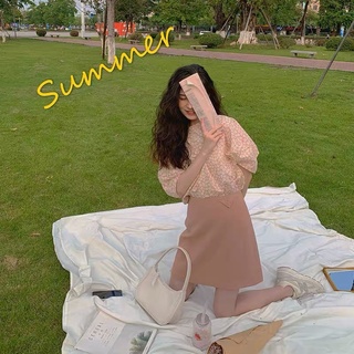 💕พร้อมส่ง🇹🇭💕เสื้อ Oversized ลายดอกไม้ + กระโปรงเอวสูง