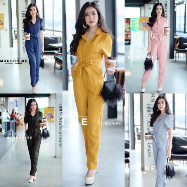จั้มสูท ขายาว ผูกโบว์ช่วง เอว TW6209 รีวิว ขายส่ง สินค้าขายดี ราคา ราคาส่ง ชุด ขายดี นำเข้า jumpsuit556