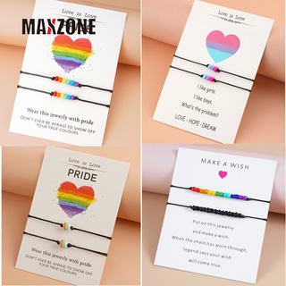 Maxzone สร้อยข้อมือ เชือกถัก แฮนด์เมด จี้ Love Is Love LGBT สีรุ้ง เหมาะกับของขวัญ สําหรับผู้ชาย และผู้หญิง