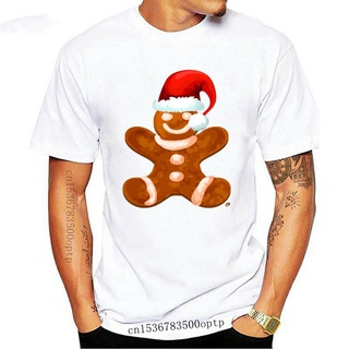 Happy Gingerbread Man Wearing Red Santa Hat Christmas Mens T-Shirt tshirt Loose Cool Casual pride t shirt men Unisex New