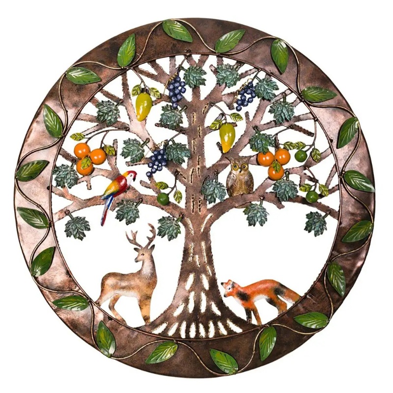 Cc Eden Tree of Life โลหะ Wall Art แขวนประติมากรรม Elk นกฮูกนกเครื่องประดับสวนห้องนั่งเล่นตกแต่งคริส