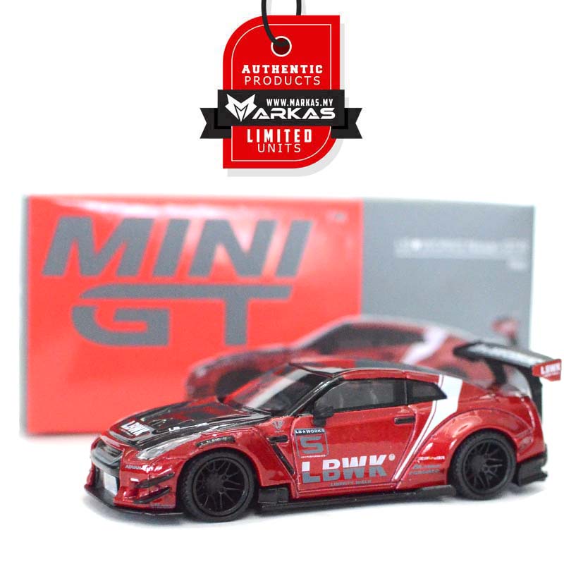 (SEALED FOC PROTECTOR) MINI GT 1/64 345 LB WORKS NISSAN GT-R R35 TYPE 2 REAR WING VER 3 RED LB WORK 