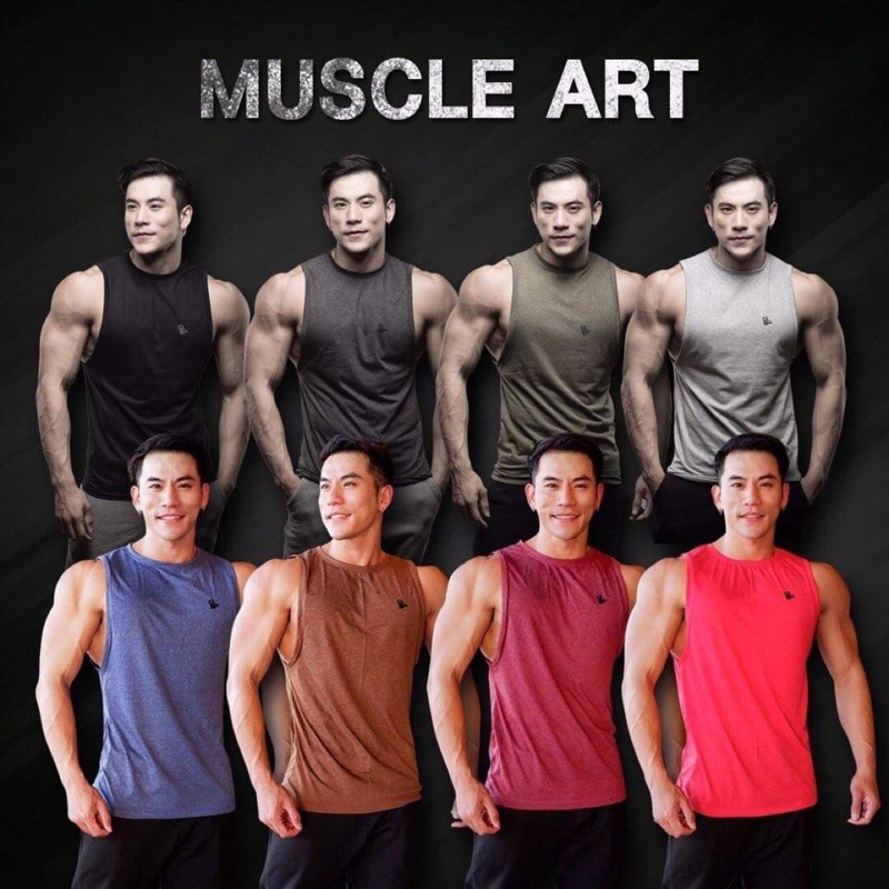 เสื้อแขนกุดผู้ชาย เปิดปีก ทรงตรง พลัสไซส์ งานตัดเอง ไม่ซ้ำใคร แบรนด์ไทย MuscleArt ภาพถ่ายจากงานจริง