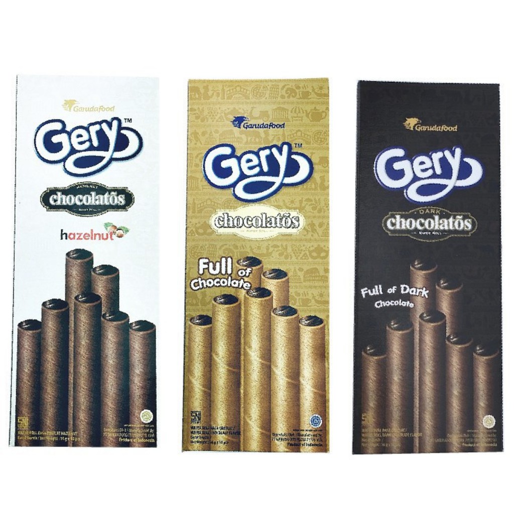 เวเฟอร์โรล by Garudafood box, Gery Chocolatos Wafer Roll (16g x 10 pcs x 1 box)