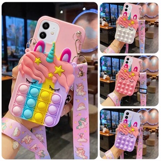 เคสมือถือซิลิโคนลายยูนิคอร์นพร้อมสายคล้องสําหรับ Oppo F9 Realme 2 Pro C2 F5 Youth R9S A37 F11 Pro F7 F3 A77 A1K F1S A59 A39 A57 R11S