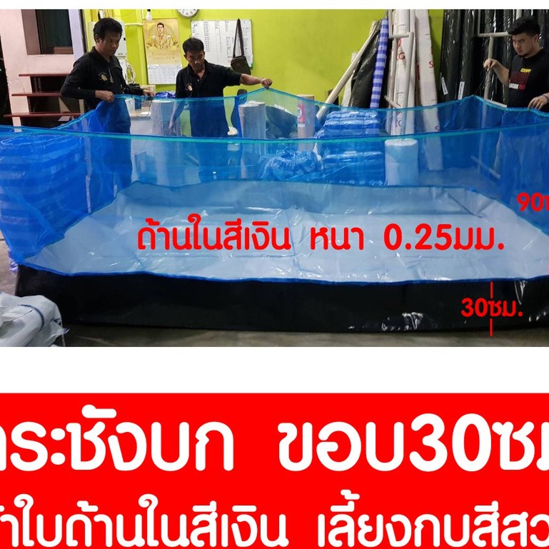 กระชังบก 2x2ม. ยกขอบ 30ซม. ผ้าใบด้านในสีเงิน เลี้ยงกบสีสวย หนา 0.25มม.  สูงรวม 120ซม. กันUV เลี้ยงกบ รับประกันไม่รั่วซึม ราคาถูก Shopee Lazada