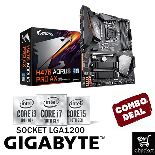 GIGABYTE H470 AORUS PRO AX INTEL H470 LGA1200 MOTHERBOARD + INTEL 10TH GEN CPU COMBO
