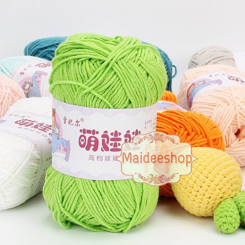 💥ไหมพรมคอตตอน+อะคริลิค 4Ply เกรดพรีเมี่ยม#3 ไหมมีความนิ่ม นุ่ม ไม่ขึ้นขน 💥 มีเก็บเงินปลายทางค่ะ COD