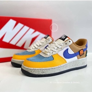 🚩 Air Force 1 Low University Gold/Light Bone Orange-Blue Stone สินค้าพร้อมกล่องใบเสร็จ รองเท้าไนกี้ รองเท้าผ้าใบ