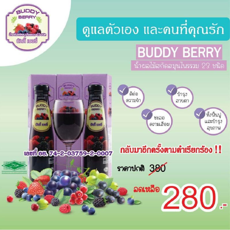 เครื่องดื่มเบอรี่ผสมสมุนไพร ตรา บัดดี้เบอรี่ Buddy Berry