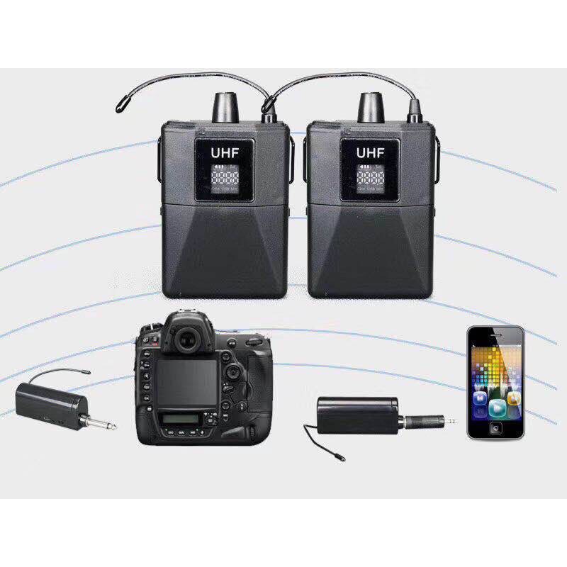 ไมค์ไลฟ์สดไร้สาย （พร้อมส่ง）ไมโครโฟนไร้สาย ไมค์ไลฟ์สด UHF Wireless Microphone ไมค์ไร้สาย สำหรับกล้อง 