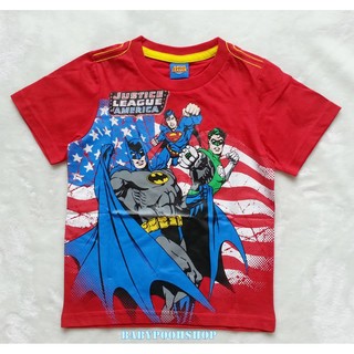 Justice League : เสื้อยืดสกรีนลาย Justice League สีแดง (งานช้อป)