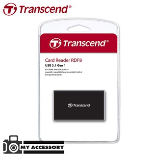 TRANSCEND CARD READER RDF8 USB 3.1 GEN 1 BLACK เครื่องอ่านการ์ด RDF8  Card Reader (Black)