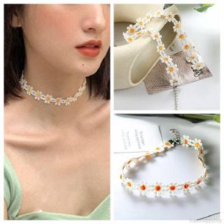 Women Fresh Color Daisy Lace Collar Hand-woven Sweet Flower Necklace