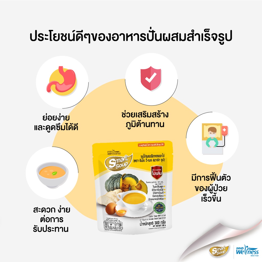 ซุปไก่ ผสมฟักทองและไข่ SmartSoup วัตถุดิบธรรมชาติ ย่อยง่าย ช่วยให้ผู้ป่วยฟื้นตัวเร็ว เสริมภูมิต้านทาน 1 ซอง ราคา ถูกที่สุด ดีลบีเคเค แกลเลอรีภาพที่ 5