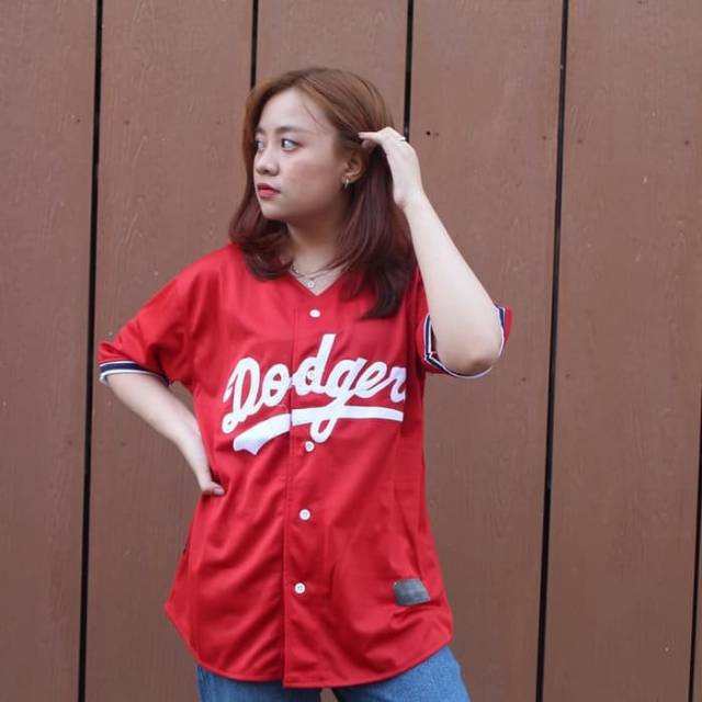 MERAH Red Dodgers Baseball Shirt/ เสื้อเบสบอล