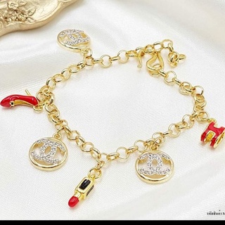 สร้อยข้อมือลายโซ่ ห้อยจี้เพชรCC +จี้ลงยา งานสวย-