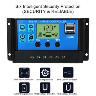 ส่งจากไทย โซล่าชาร์จเจอร์ แบตเตอรี่ 12v/24V PWM มีให้เลือกตั้งแต่ 10A/20A/30A/60A ควบคุมแผงโซล่า รุ่น 60A