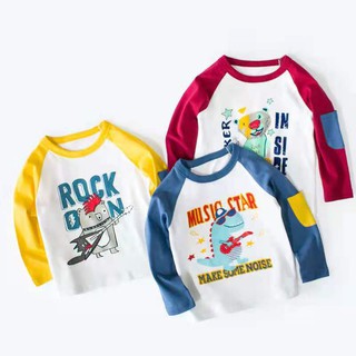 Babyonline(Y154)B5เสื้อยืดแขนยาวลายการ์ตูนสำหรับเด็ก