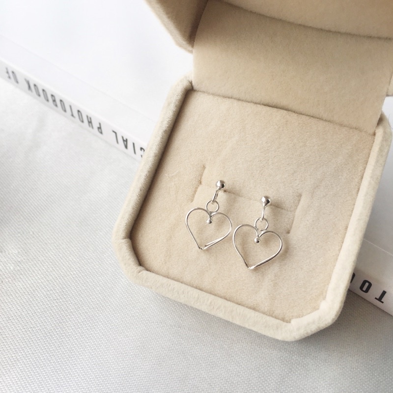 𓂃⟡ myjew.k เครื่องประดับเงินแท้ : ต่างหูหัวใจใส่ติดหู ตุ้มหูเงินแท้
