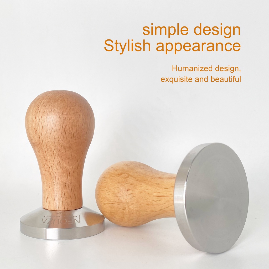 Neouza แทมเปอร์สเตนเลส 304 51 53 58 มม. ด้ามจับไม้ สําหรับบดเมล็ดกาแฟ - รูปที่ 2