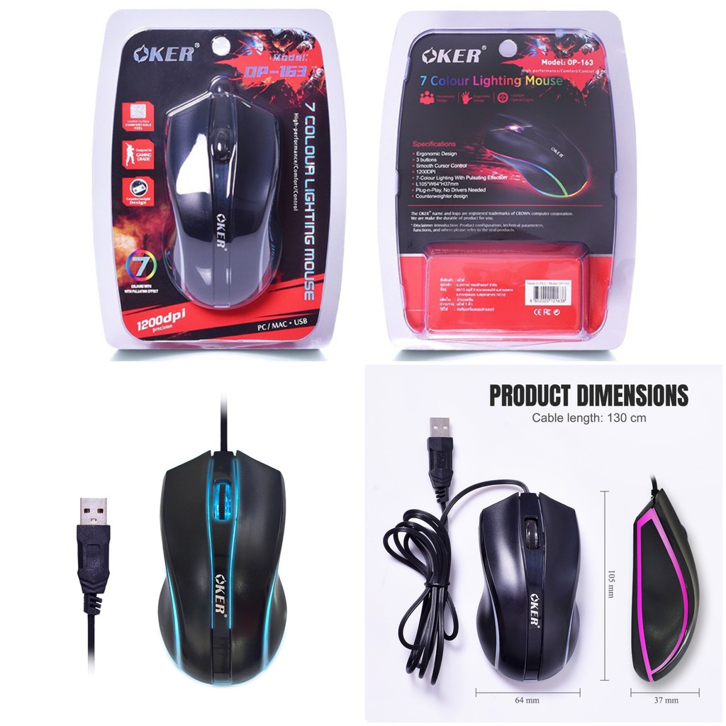 ลดราคา OKER OP-163 Mouse USB 7 Colour Lighting Mouse มีไฟ7สี 1200DPI(สินค้ามีพร้อมส่ง) #ค้นหาเพิ่มเติม ท่นวางโทรศัพท์ Analog To Digital ลำโพงคอม NUBWO PCI Express Card แหล่งจ่ายไฟ PHANTOM