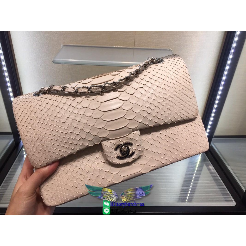 chanel Python CF25 double flap sling shoulder crossbody flap messenger cosmetic boxy clutch