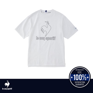 le coq sportif เสื้อเทรนนิ่ง ออกกำลังกาย ผู้ชาย ลายโลโก้ สีขาว (T-shirt, เสื้อยืด, เสื้อออกกำลังกาย, lecoq, เลอค็อก)