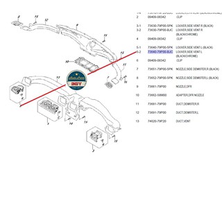 ช่องแอร์ ด้านซ้าย Suzuki Ciaz 2015-2021 ซูซูกิ เซียส (73640-79P00-BJC)โครเมี่ยม GL GLX RS