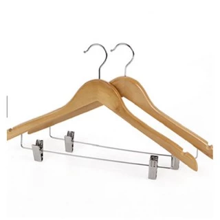 Gina ไม้แขวนเสื้อไม้ทึบพร้อมคลิปเหล็ก 45cm（12 ชิ้น / 6 ชิ้น）Y-08