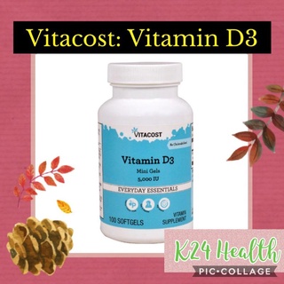 Vitamin D3  เข้มข้น 5,000 IU "VITACOST" (พร้อมส่ง)