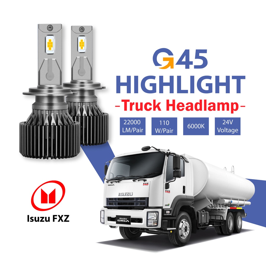 2pcs *รับประกัน 1 ปี* Isuzu FXZ Truck&Lorry LED ไฟหน้า Highlight Headlamp 24V H1 H4 H7 H8/H11