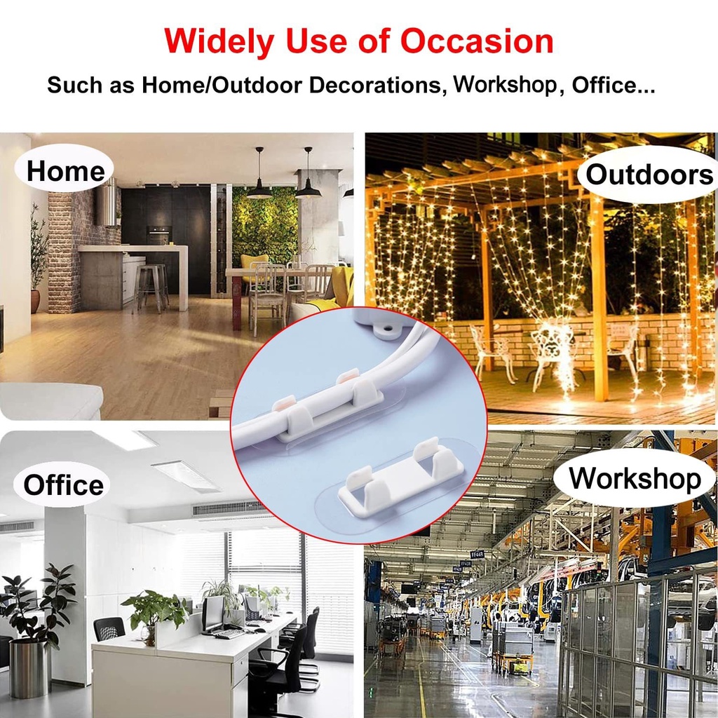 บักเกิลจัดเก็บสายไฟ สายเคเบิ้ล แบบใส ไม่ต้องเจาะผนัง มีกาวในตัว - รูปที่ 4