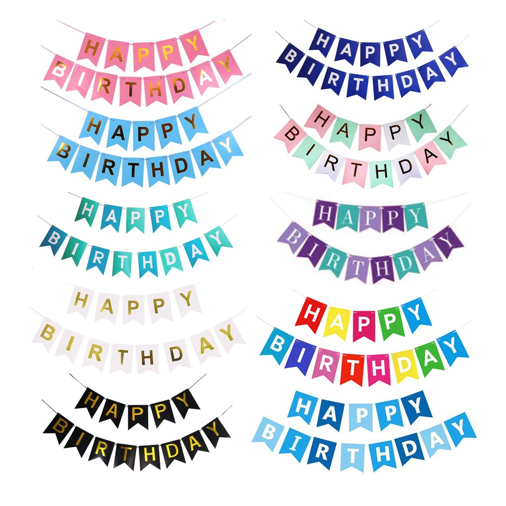 ป้ายธงวันเกิด 🔺ขนาดใหญ่ 🔺แบรนเนอร์วันเกิด HAPPY BIRTHDAY = 13 แผ่น ยาว 2-3เมตร ❗️ส่งของทุกวัน❗️