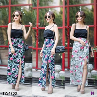 TwinsShopVip💗พร้อมส่ง TW4703 set สายเดี่ยวกระโปรงผ่าหน้า