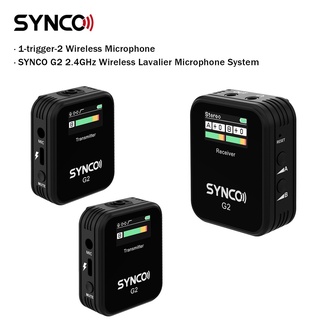 SYNCO G2 G2A1 G2A2 2.4 กิกะเฮิร์ตซ์ไร้สาย Lavalier ไมโครโฟนสำหรับกล้อง DSLR Mirrorless สมาร์ทโฟนกล้องวิดีโอเสียง PK G1A1 G1A2