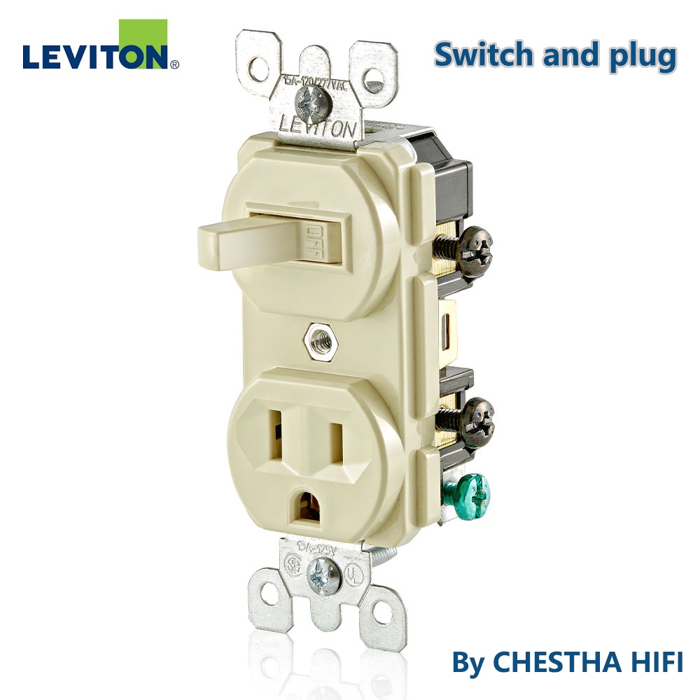 Levition Switch and plug สำหรับปิดเปิดไฟ สีครีม แถมฝาครอบ Leviton