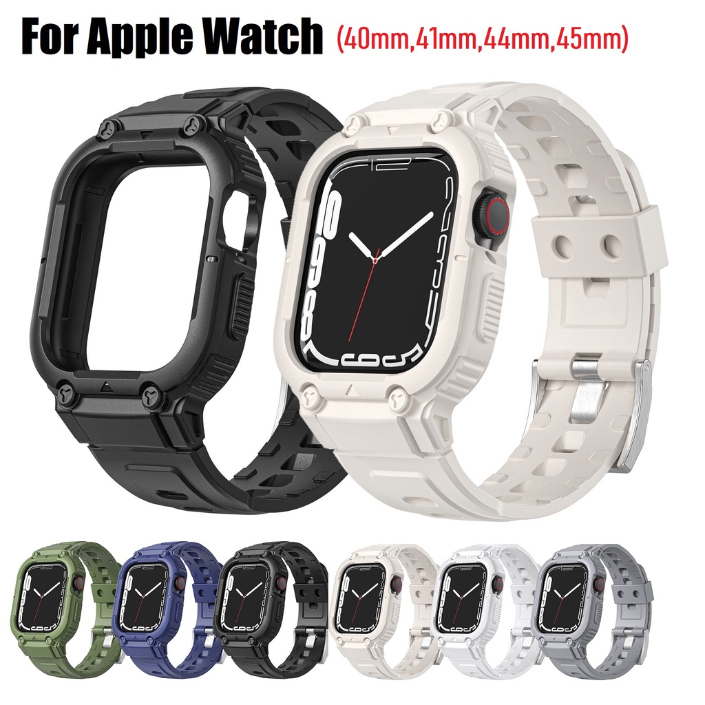 เคสนาฬิกาข้อมือยาง สไตล์สปอร์ต สําหรับ Apple Watch Series 7 SE 6 5 4 3 2 1 ขนาด 38 มม. 40 มม. 41 มม.