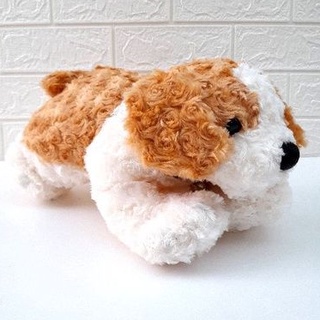 ตุ๊กตาสุนัขน่ารัก สุนัขหมอบ ตัวอ้วน ขนกุหลาบ (ของใหม่)
